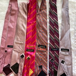 Lot of 4 Silk Designer Neck Ties pinks and purples